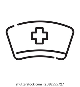 Nurse hat outline icon, medical symbol, black and white vector illustration isolated on white background.