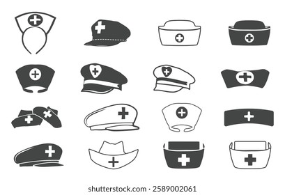 Nurse hat silhouette, Medical nurse hat silhouette, Medical nurse hat icon, Nurse hat bundle 