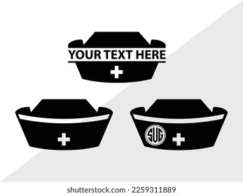 Silueta de iluminación de vectores monograma SVG de Nurs Hat