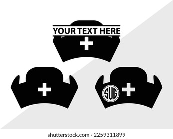 Nurse Hat SVG Monogram Vector Illustration Silhouette