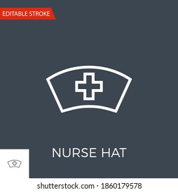 Nurse Hat Thin Line Vector Icon. Flat Icon Isolated on the Black Background. Editable Stroke EPS file. Vector illustration.