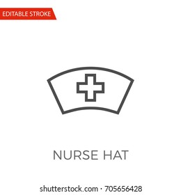 Nurse Hat Thin Line Vector Icon. Flat Icon Isolated on the White Background. Editable Stroke EPS file. Vector illustration.