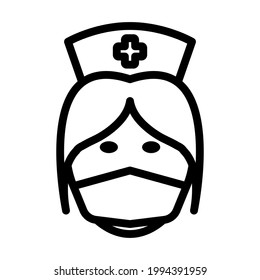 Nurse Head Icon. Bold outline design with editable stroke width. Vector Illustration.
