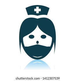 Nurse Head Icon. Shadow Reflection Design. Vector Illustration.
