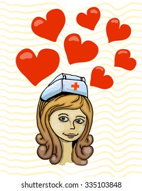 nurse head vector cartoon illustration 