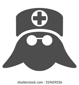 Nurse Head vector icon. Style is flat symbol, gray color, rounded angles, white background.