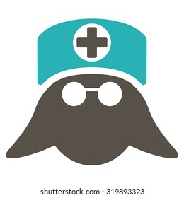 Nurse Head vector icon. Style is bicolor flat symbol, grey and cyan colors, rounded angles, white background.