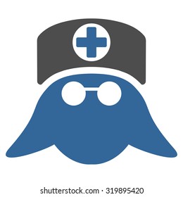 Nurse Head vector icon. Style is bicolor flat symbol, cobalt and gray colors, rounded angles, white background.