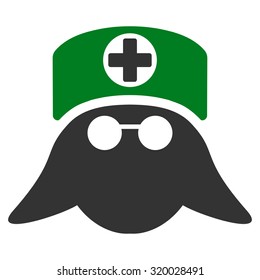 Nurse Head vector icon. Style is bicolor flat symbol, green and gray colors, rounded angles, white background.