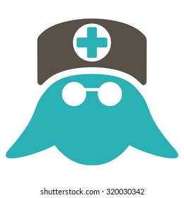 Nurse Head vector icon. Style is bicolor flat symbol, grey and cyan colors, rounded angles, white background.