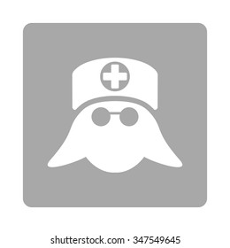 Nurse Head vector icon. Style is flat rounded square button, white and silver colors, white background.