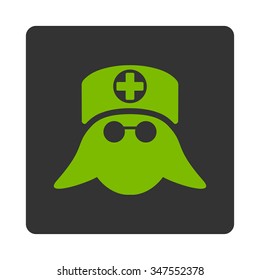 Nurse Head vector icon. Style is flat rounded square button, eco green and gray colors, white background.
