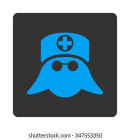 Nurse Head vector icon. Style is flat rounded square button, blue and gray colors, white background.