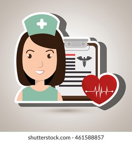 nurse heart clipboard medicine vector illustration graphic