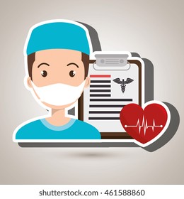 nurse heart clipboard medicine vector illustration graphic