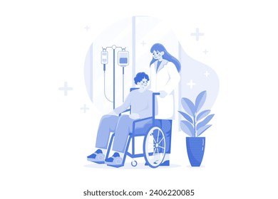 Nurse Helping handicapped man Illustration concept on white background