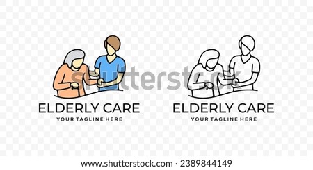 Nurse helping senior, elderly care, graphic design. Healthcare, medicine, medical, nursing home, hospital and clinic, vector design and illustration