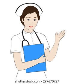 Nurse hold file on white background