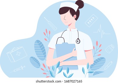 Nurse holding a case Medicine and health concept vector illustration