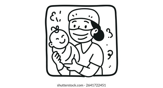 nurse holding newborn,  maternity nurse with baby