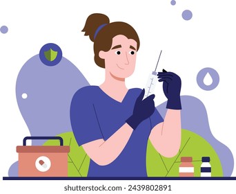 Nurse is holding a syringe