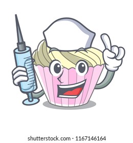 Nurse homemade meringue cake on character cartoon