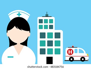 Nurse and hospital vector