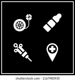 nurse icon. 4 nurse vector set. hospital pin, health care, pressure and syringe icons for web and design about nurse theme