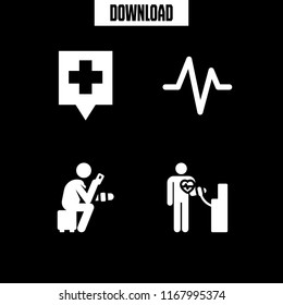 nurse icon. 4 nurse vector set. heartbeat, hospital pin and blood pressure gauge icons for web and design about nurse theme