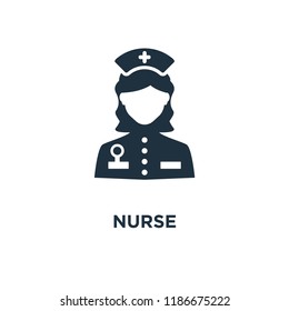 Nurse icon. Black filled vector illustration. Nurse symbol on white background. Can be used in web and mobile.
