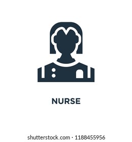 Nurse icon. Black filled vector illustration. Nurse symbol on white background. Can be used in web and mobile.