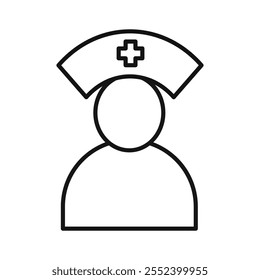 Icono de enfermera signo de contorno de Vector en blanco y negro