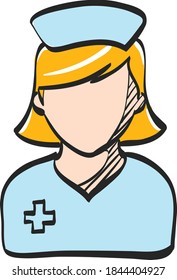 Nurse icon in color drawing. Medical healthcare