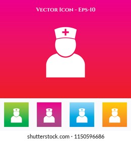 Nurse Icon in Colored Square box. eps-10