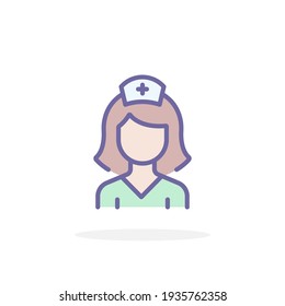 Nurse icon in filled outline style. For your design, logo. Vector illustration.