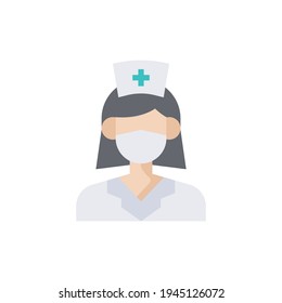 Nurse Icon Flat color vector illustration 