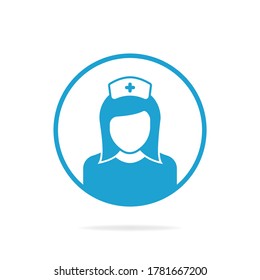 Diseño plano de icono de enfermería aislado en fondo blanco. Ilustración del vector