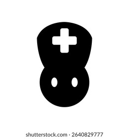 Nurse Icon – Flat Medical Staff Symbol with Cross Hat