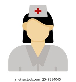 Nurse icon in Flat Style. Color Fill