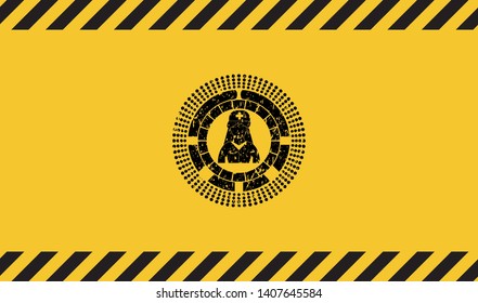 nurse icon grunge black emblem with yellow background, warning sign. Vector Illustration. Detailed.