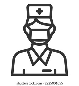 Nurse - icon, illustration on white background, outline style