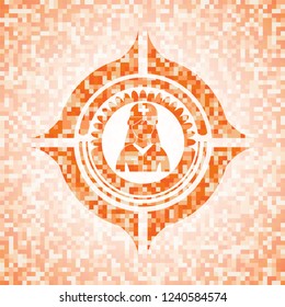 nurse icon inside abstract emblem, orange mosaic background