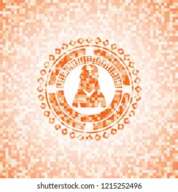 nurse icon inside abstract orange mosaic emblem