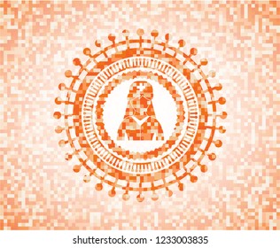 nurse icon inside abstract orange mosaic emblem with background