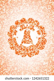 nurse icon inside abstract orange mosaic emblem