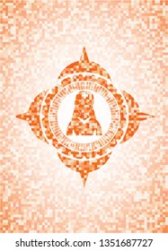 nurse icon inside abstract orange mosaic emblem with background