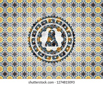 nurse icon inside arabesque emblem. arabic decoration.