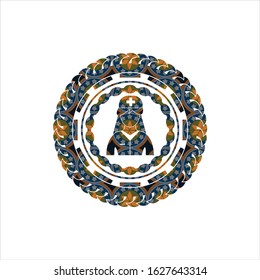 nurse icon inside arabesque style badge. arabic decoration.