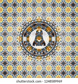 nurse icon inside arabic badge. Arabesque decoration.