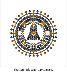 nurse icon inside arabic emblem background. Arabesque decoration.